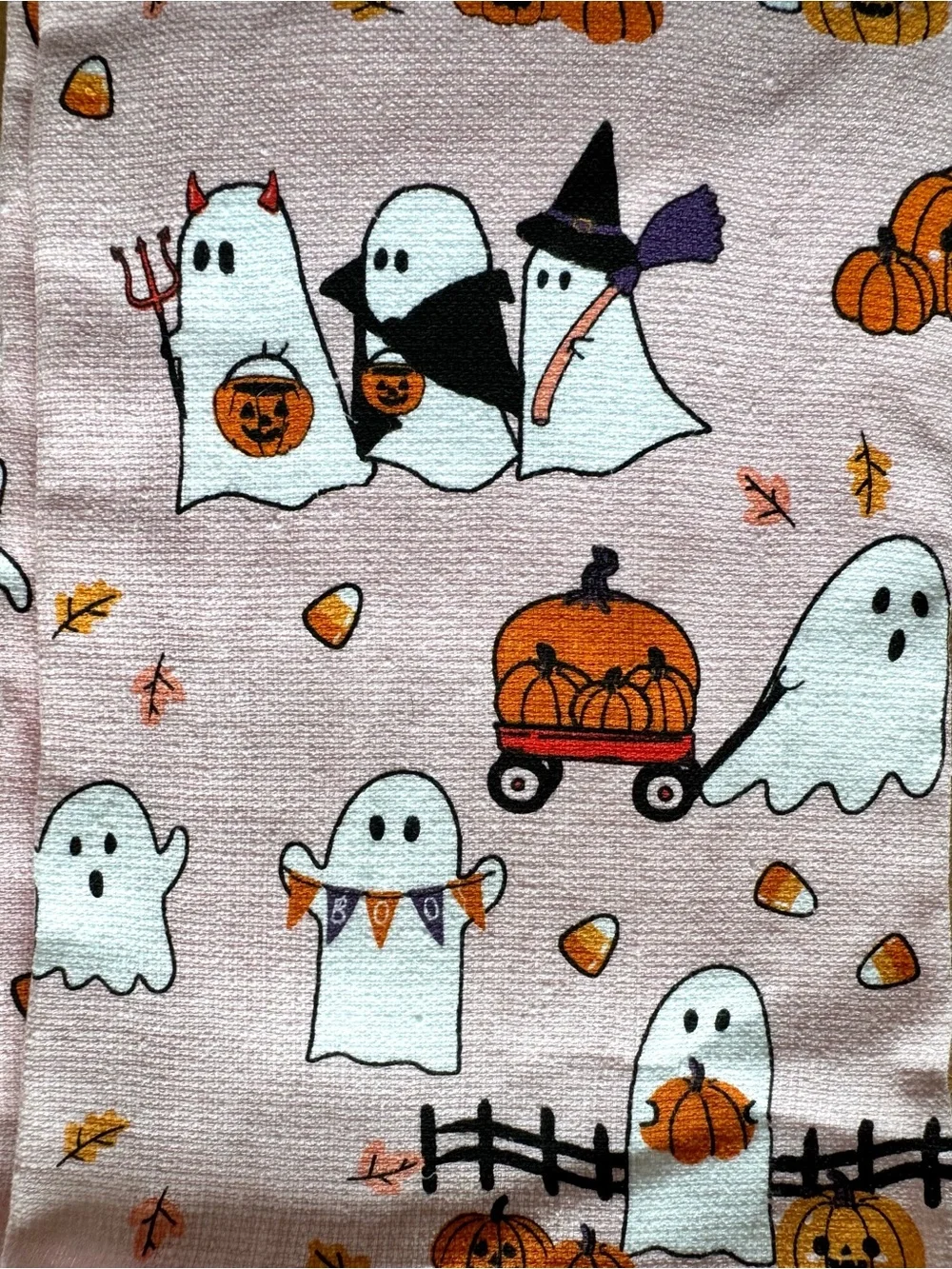 Pink Halloween Cute Fall Ghost Set of 2 Towels 16”x26” Cotton